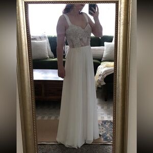 Boho side slit wedding dress